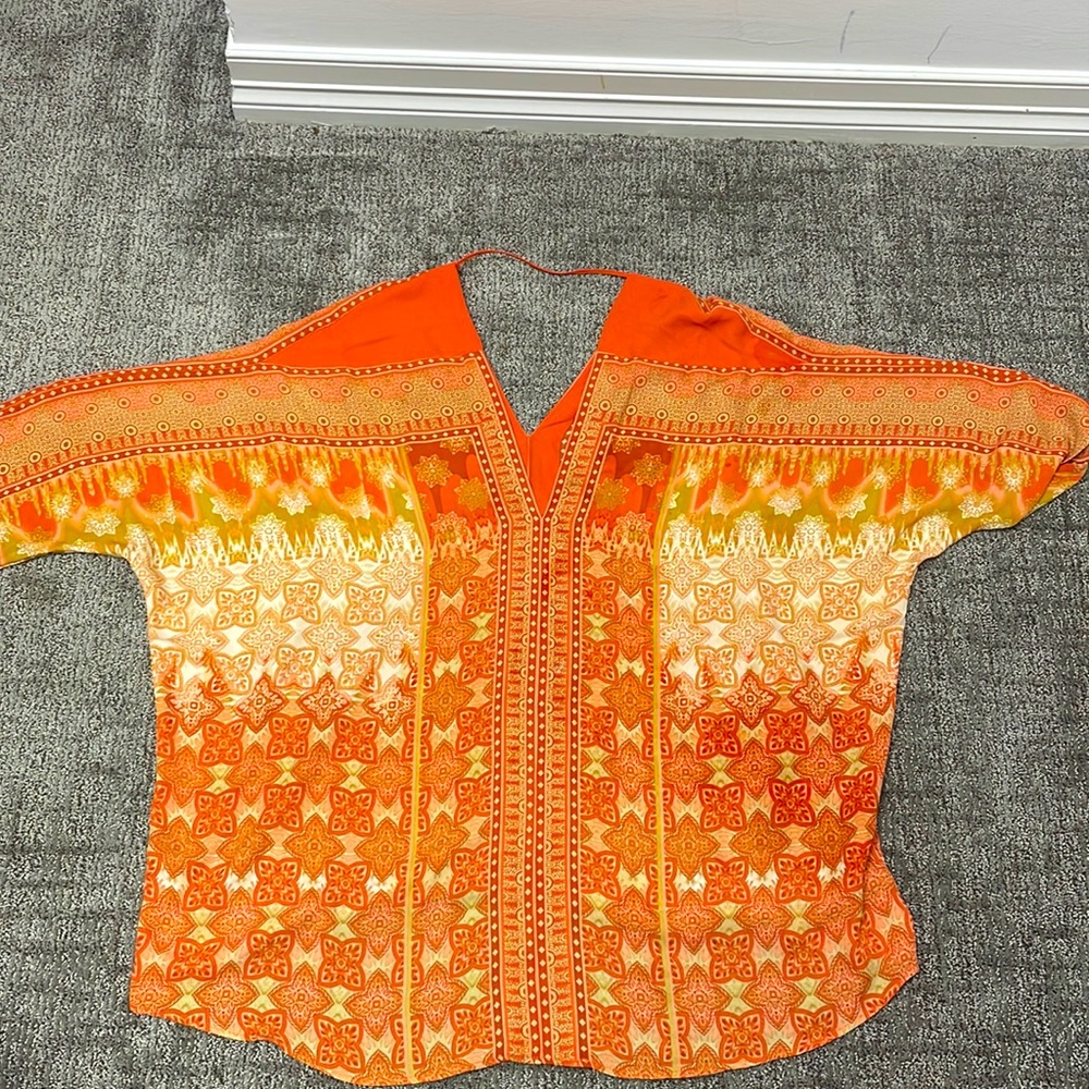 Rose & Olive Orange summer Tunic Size 1X